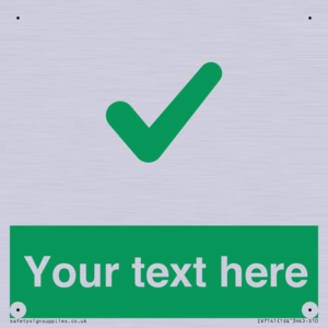 Custom green background, green tick sign